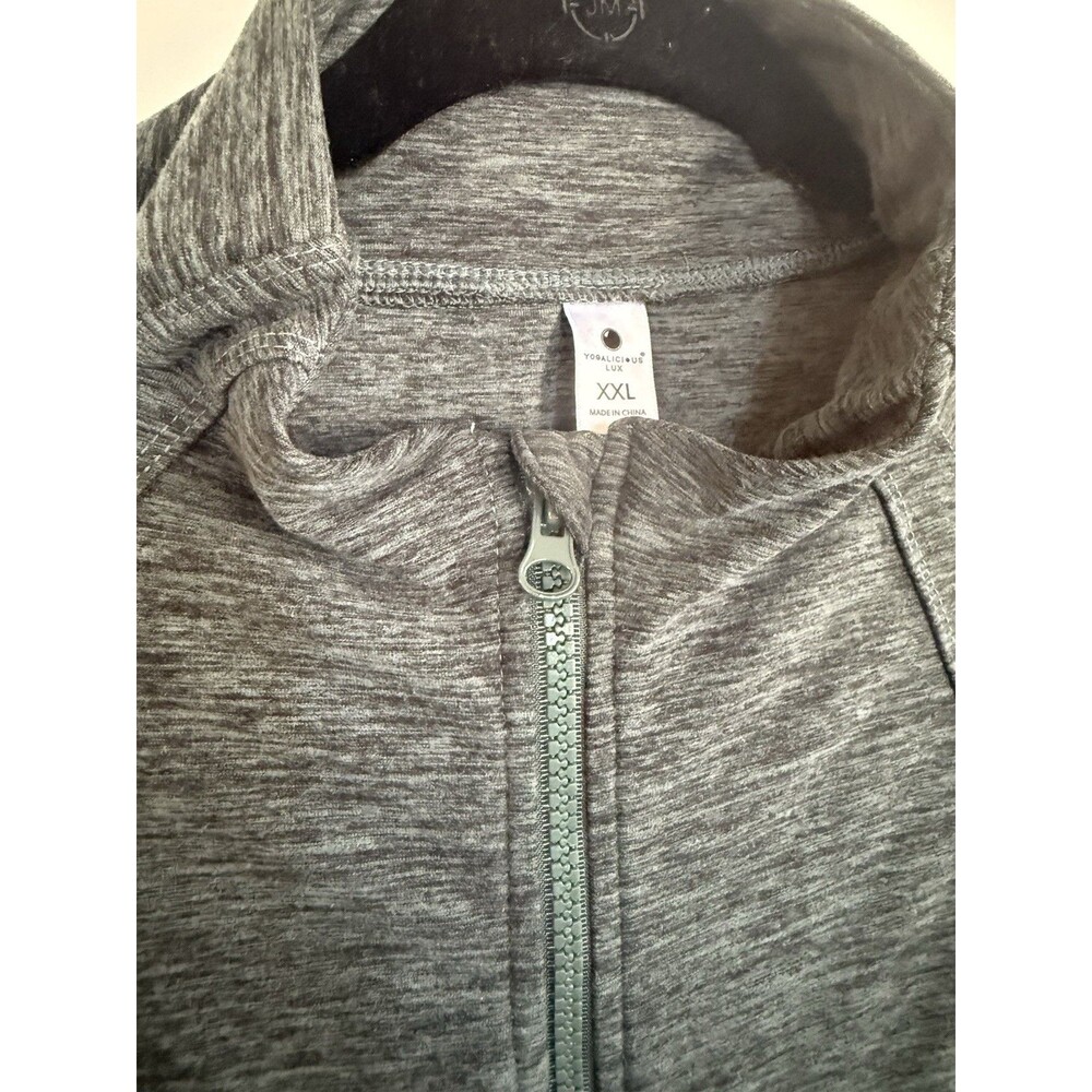 Yogalicious Athletic Jacket Women's XXL Green Full Zip Long Sleeve Mock Neck - Picture 3 of 10